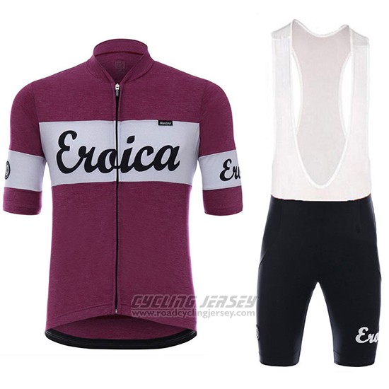 2018 Cycling Jersey Eroica Vino Dark Red Short Sleeve and Bib Short